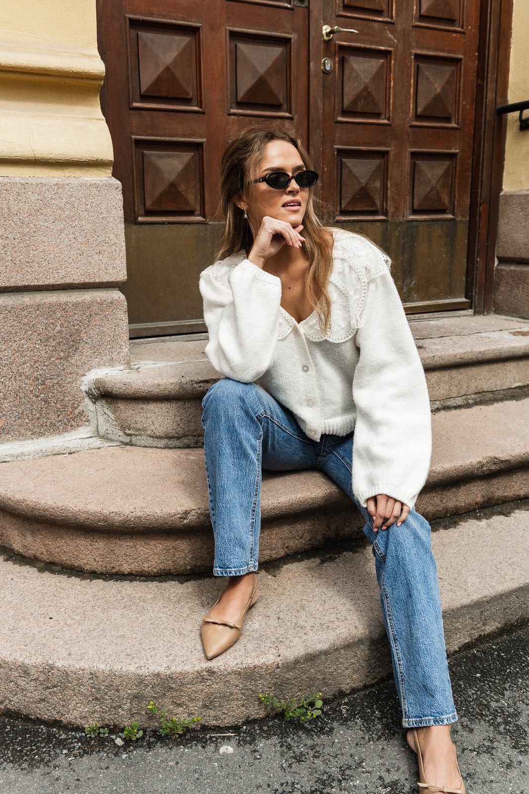 PCABBY Knit Cardigan - Cloud Dancer